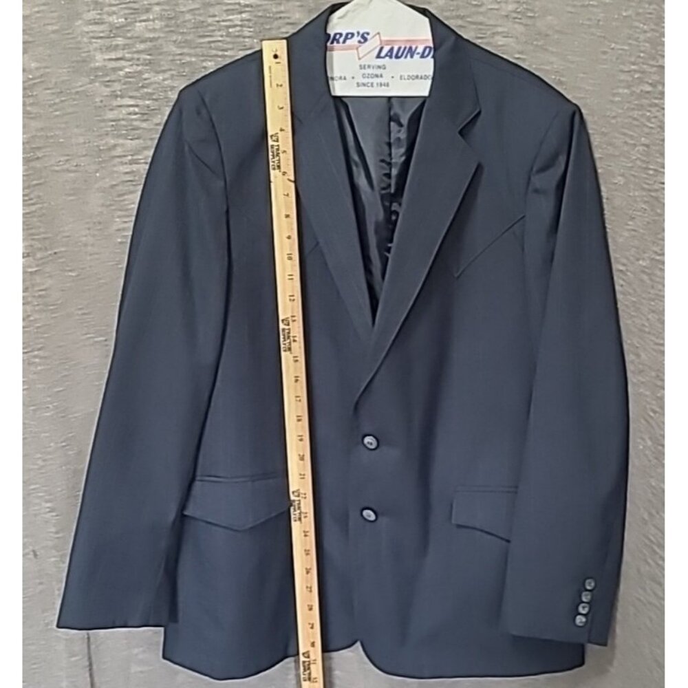 Luskey’s Men’s Western Sport Coat L Blue Wool Blend 2 Button Blazer Jacket - Picture 2 of 16